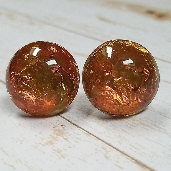 Vintage Mid Century Screw Back Foiled Lucite Acrylic Earrings - Picture 4 of 10